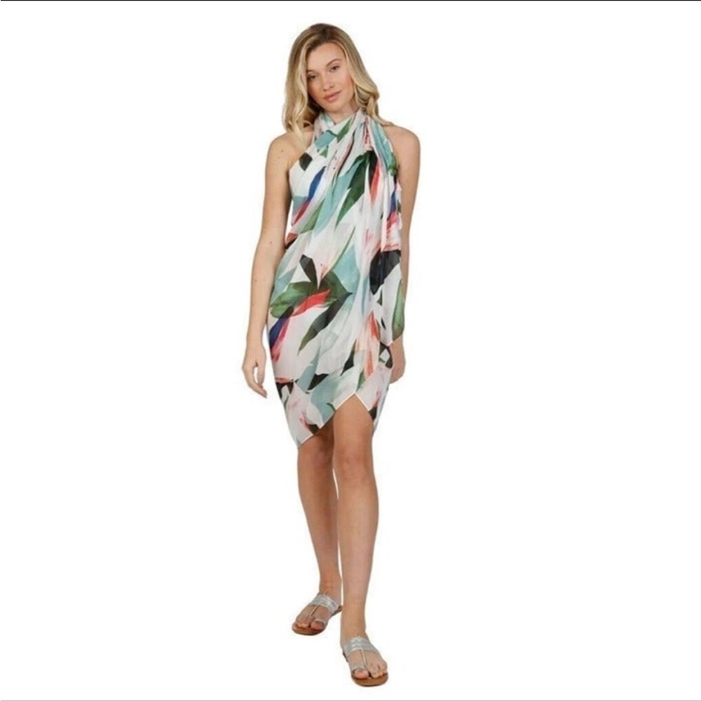 NWT Pool To Party Subtle Luxury Birds Of Paradise Cover Up Sarong Beach Wrap,NWT